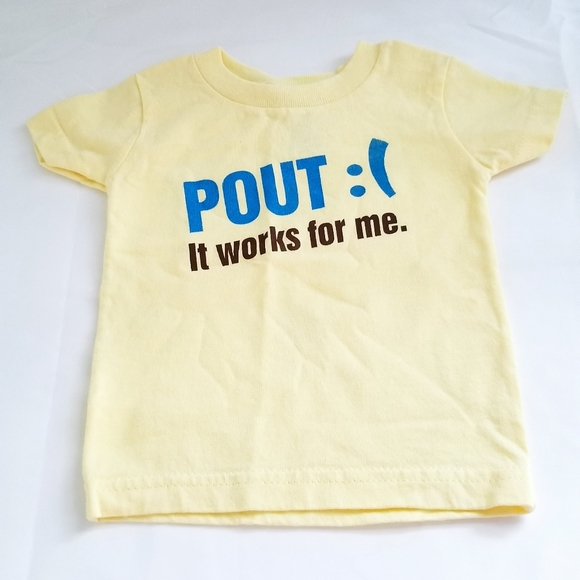3/$25 Rabbit Skins T-Shirt Graphic Letter Tee "Pout -  It works for me" Size 6M - Picture 2 of 9